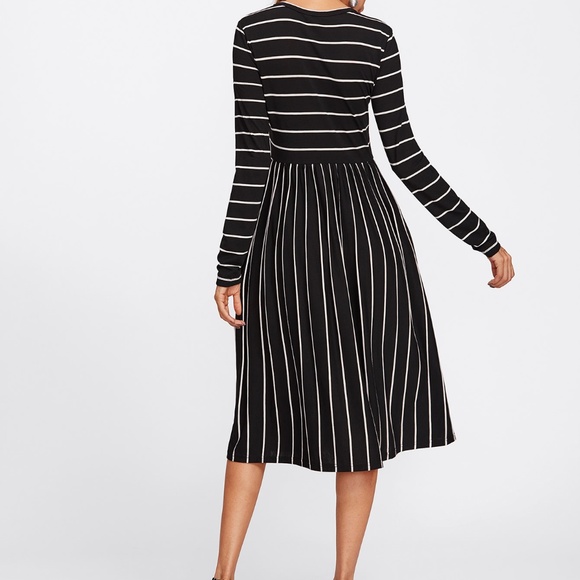 🎉 HP 🎉 Mixed Striped Tee Midi Dress L - Picture 4 of 4